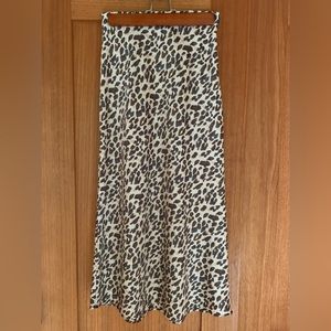 Forever 21 Satin Leopard Midi Skirt